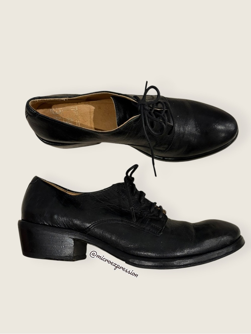 $349 Frye Carson Oxford Vintage Black Genuine Leather Lace Up Heeled Ankle Boot - Picture 7 of 15